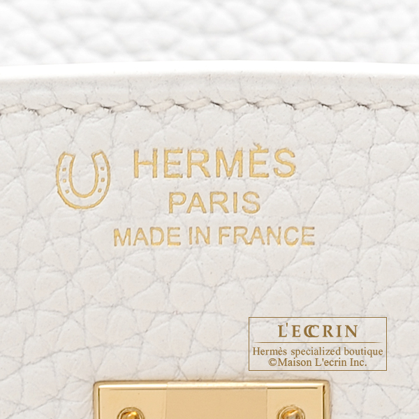 Hermes Personal Birkin bag 25 White/ Gris tourterelle Clemence leather Matt  silver hardware