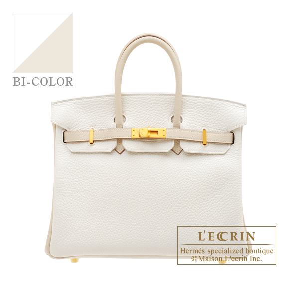 Hermes　Personal Birkin bag 25　White/Craie　Clemence leather　Matt gold hardware