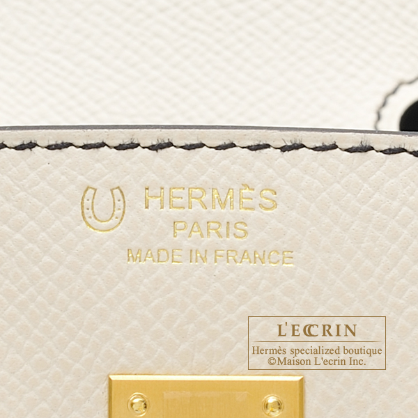 Hermes Birkin Sellier 25 Craie and Black Epsom Gold Hardware