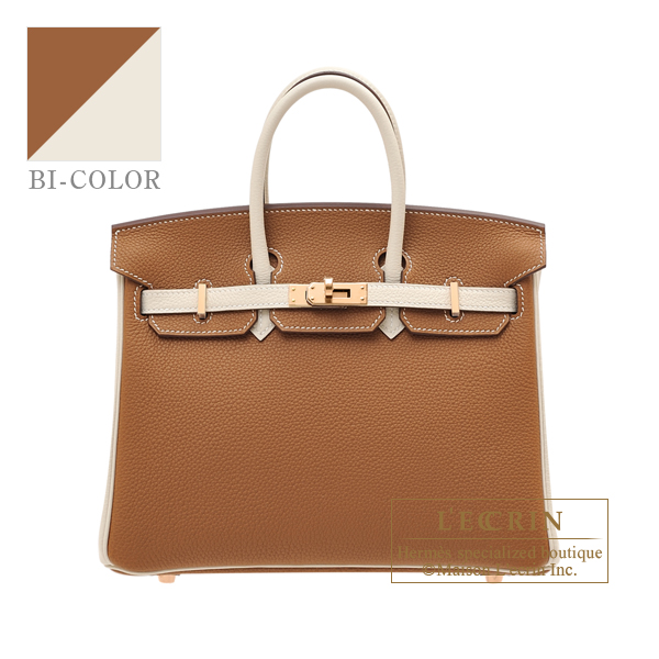 Hermes　Personal Birkin bag 25　Gold/Craie　Togo leather　Rose gold hardware