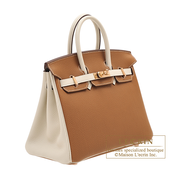 Hermes Birkin 25 Bag Craie Togo Leather with Rose Gold Hardware