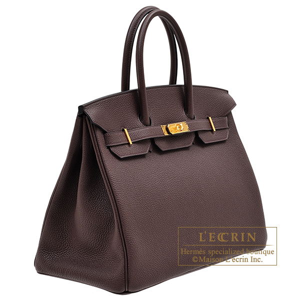 Hermes Birkin bag 35 Rouge sellier Togo leather Gold hardware