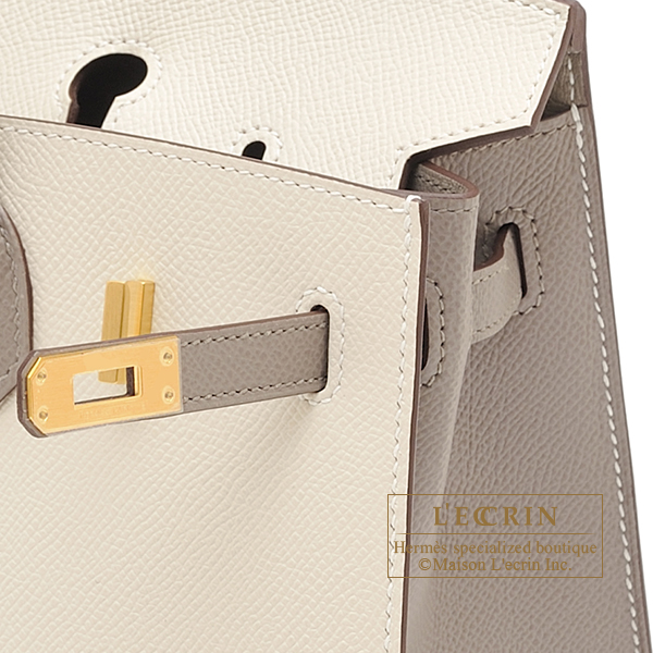 Hermes Personal Birkin Sellier bag 25 Craie/ Gris asphalt Epsom