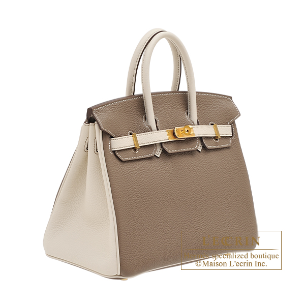 Hermes Personal Birkin Sellier bag 25 Craie/Etoupe grey Epsom