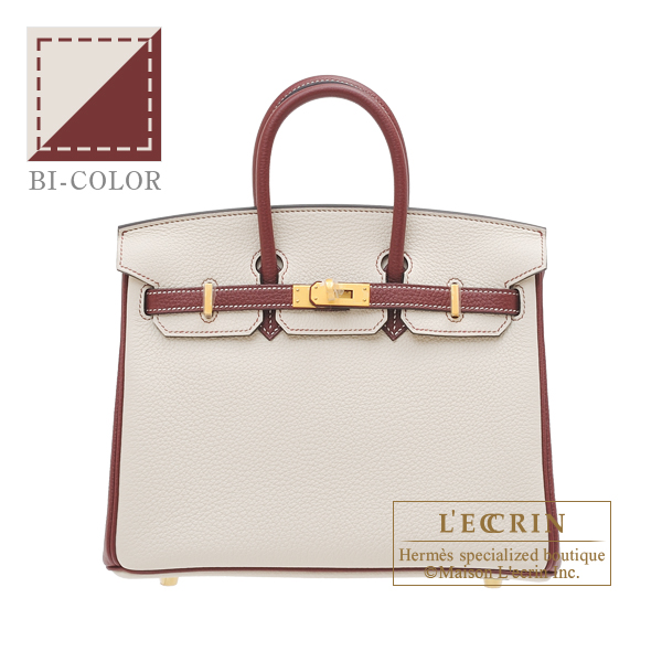 Hermes Personal Birkin bag 25 Craie/ Rouge H Togo leather Matt