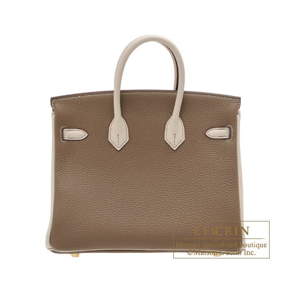 Hermes Personal Birkin bag 25 Etoupe grey/Craie Togo leather Gold hardware