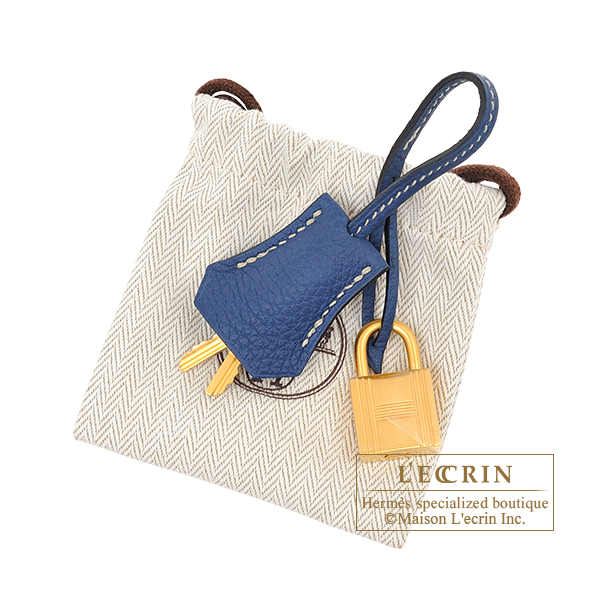 Hermes Personal Birkin bag 25 Craie/ Deep blue Togo leather Matt gold  hardware