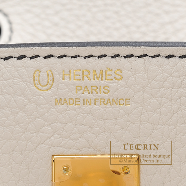 Hermes Personal Birkin bag 25 Craie/ Black Togo leather Gold