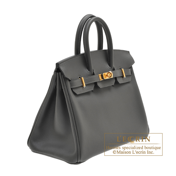 Hermes Birkin bag 25 Graphite Jonathan leather Gold hardware