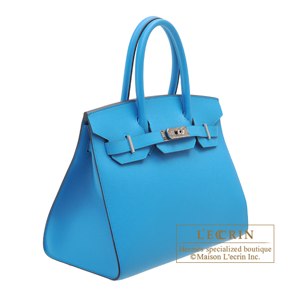 Hermes Birkin Sellier bag 30 Blue frida Madame leather Silver hardware