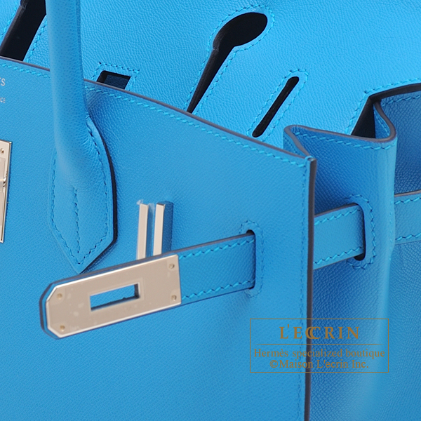 Hermes Birkin Sellier bag 30 Blue frida Madame leather Silver hardware
