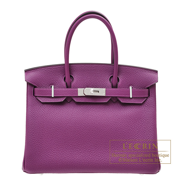 Hermes　Birkin bag 30　Anemone　Clemence leather　Silver hardware