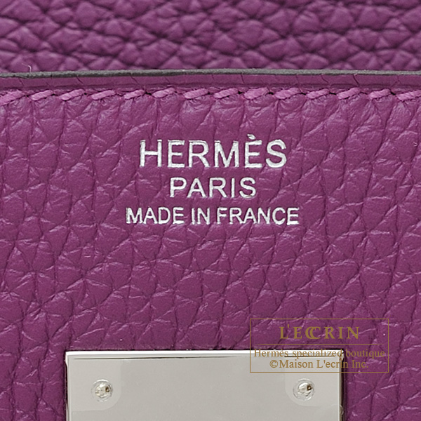 Hermes　Birkin bag 30　Anemone　Clemence leather　Silver hardware