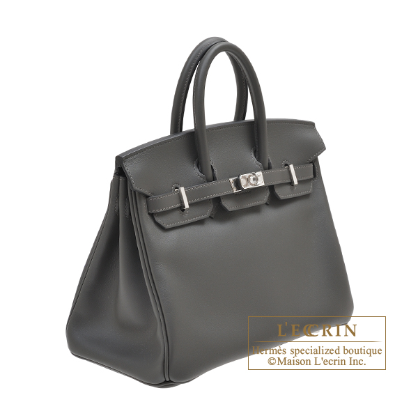 Hermes Birkin 25 Veau Jonathan Graphite GHW Handbag Full Set 2022