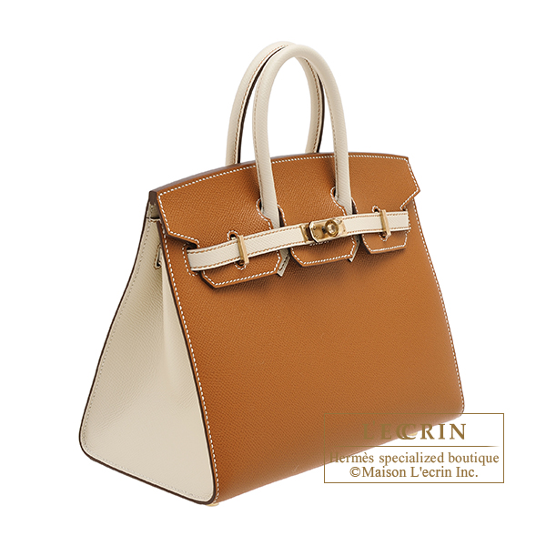 Hermes Birkin Sellier 25 Epsom Gold Brown Calfskin Bag With