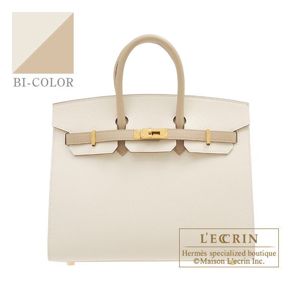 Hermes　Personal Birkin Sellier bag 25　Craie/Trench　Epsom leather　Gold hardware