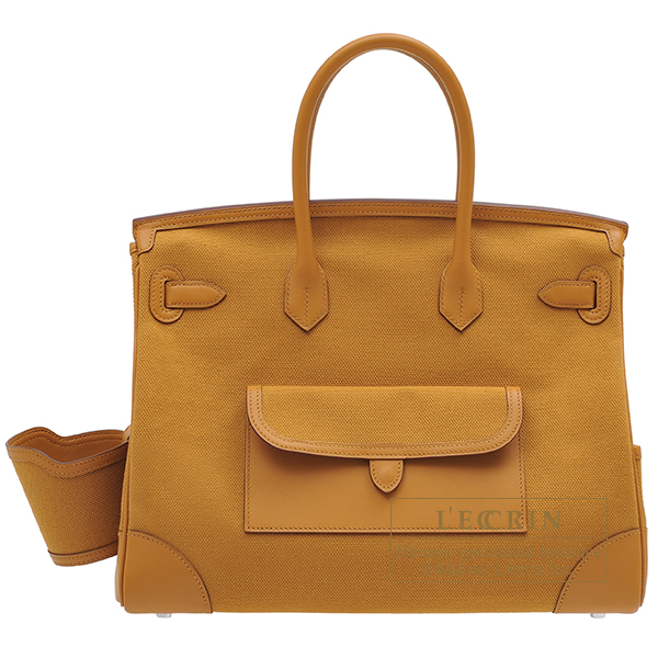 Sesame Swift and Canvas Birkin Cargo 35 Palladium Hardware, 2020