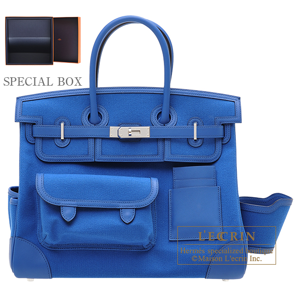 Hermes　Birkin Cargo bag 35　Blue france/Blue france　Canvas/Swift leather　Silver hardware