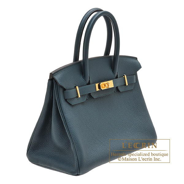 Hermes Birkin bag 30 Vert cypres Clemence leather Gold hardware