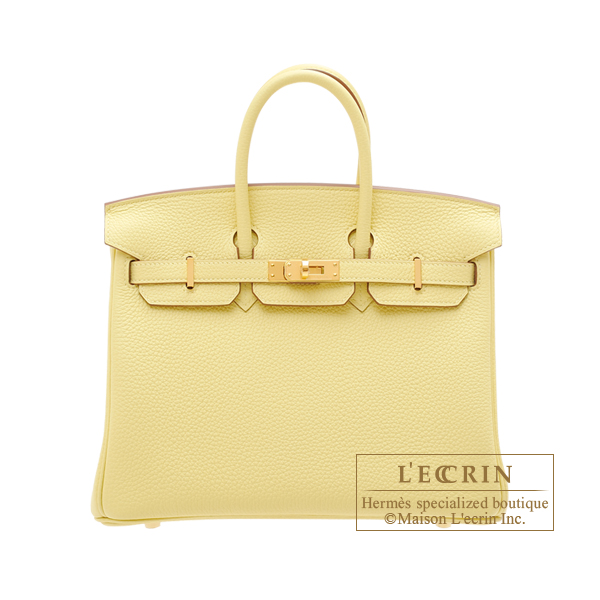 Hermes　Birkin bag 25　Jaune poussin　Togo leather　Gold hardware