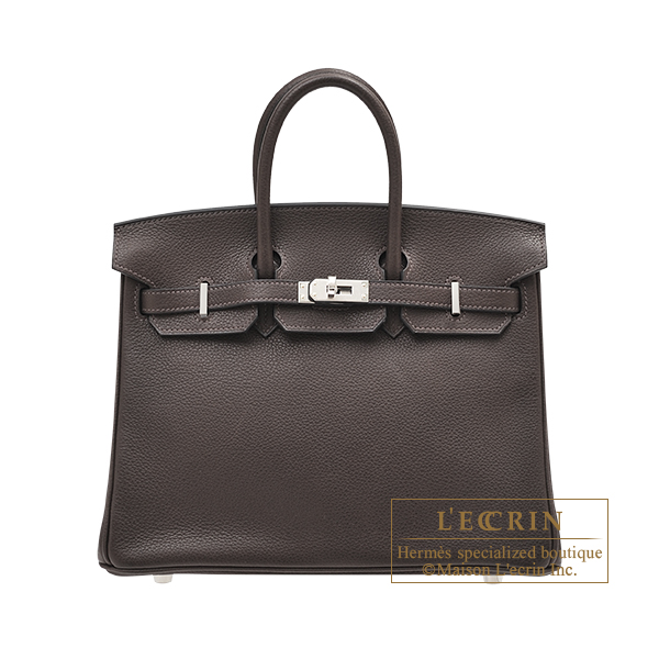 Hermes Birkin bag 25 Ebene Barenia faubourg Silver hardware