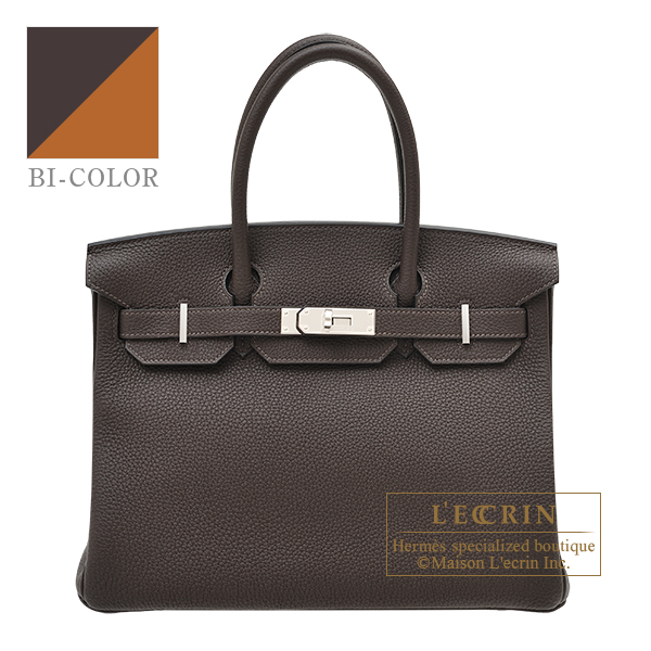 Hermes　Birkin Verso bag 30　Ebene/　Toffee　Togo leather　Silver hardware