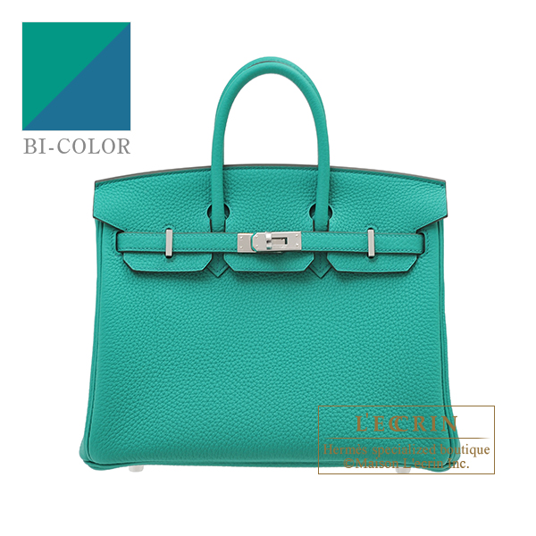 Hermes　Birkin Verso bag 25　Vert verone/　Blue izmir　Togo leather　Silver hardware