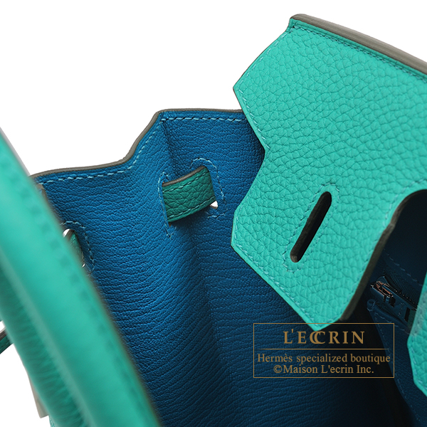 Hermes Birkin Verso bag 25 Vert verone/ Blue izmir Togo leather