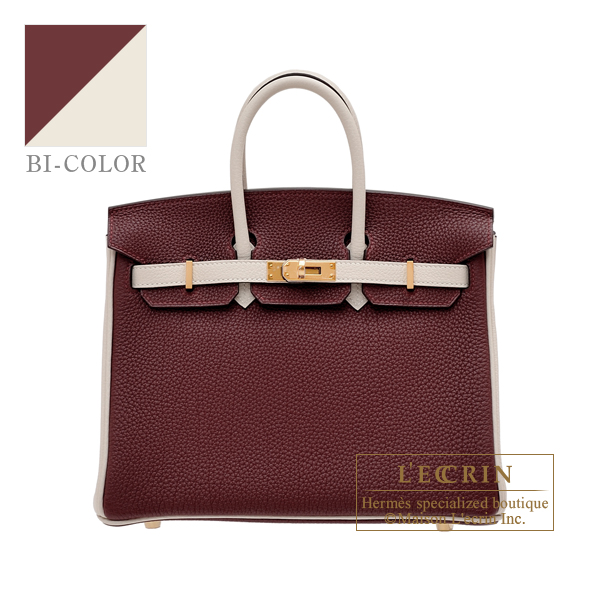 Hermes　Personal Birkin bag 25　Rouge H/　Craie　Togo leather　Gold hardware