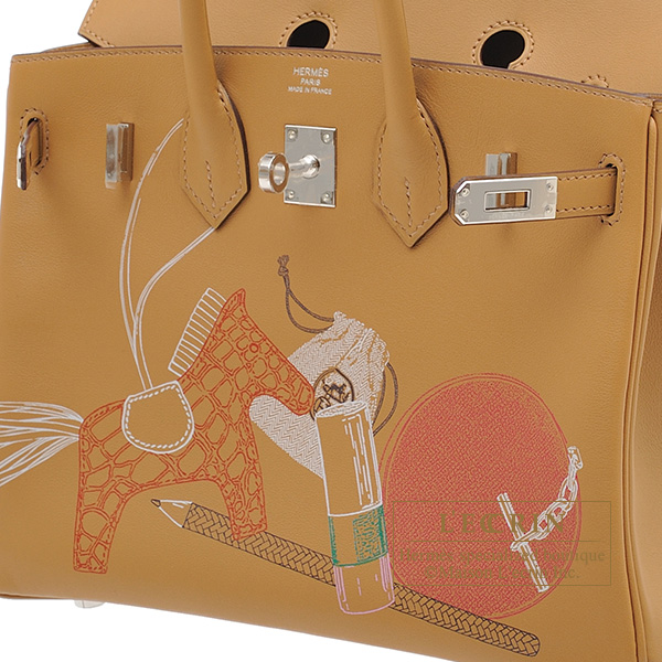 Hermes Limited Edition Birkin 25 Bag in Biscuit Swift Leather