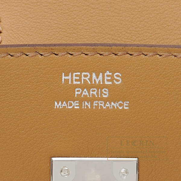 Hermes Limited Edition Birkin 25 Bag in Biscuit Swift Leather