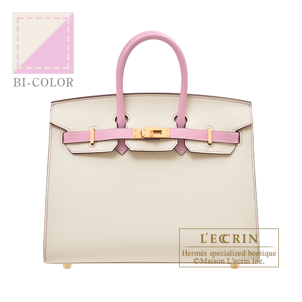 Hermes　Personal Birkin Sellier bag 25　Craie/　Mauve sylvestre　Epsom leather　Matt gold hardware