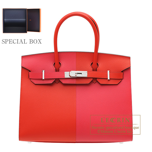 Hermes　Birkin Sellier Casaque bag 30　Rouge coeur/Rose extreme/Blue zanzibar　Epsom leather　Silver hardware