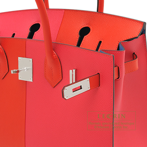 Hermes　Birkin Sellier Casaque bag 30　Rouge coeur/Rose extreme/Blue zanzibar　Epsom leather　Silver hardware