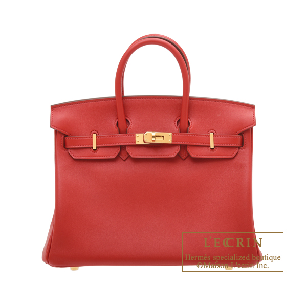 Hermes　Birkin bag 25　Rouge piment　Swift leather　Gold hardware