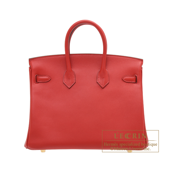 Hermes Birkin bag 25 Rouge piment Swift leather Gold hardware