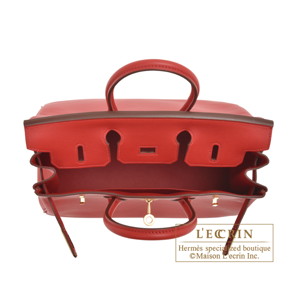 Hermes Birkin bag 25 Rouge piment Swift leather Gold hardware