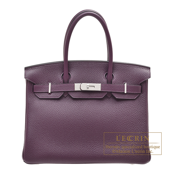 Hermes Birkin bag 30 Cassis Clemence leather Silver hardware L ecrin Boutique Singapore