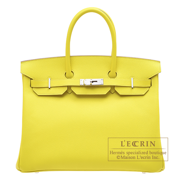 Hermes Birkin bag 35 Lime Epsom leather Silver hardware