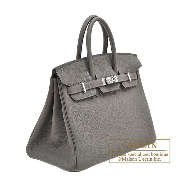 Hermes　Birkin bag 25　Gris meyer　Togo leather　Silver hardware