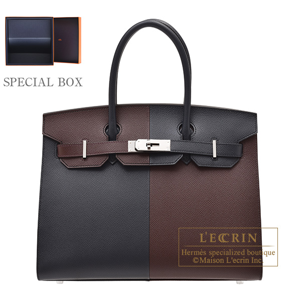 Hermes　Birkin Sellier Casaque bag 30　Blue indigo/Rouge sellier/Rose texas　Epsom leather　Silver hardware