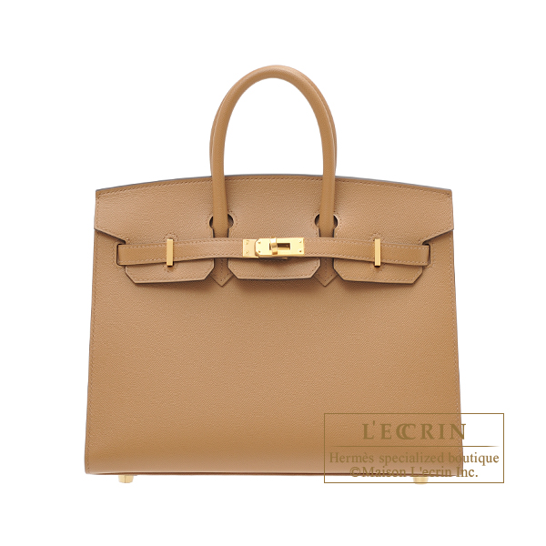 Hermes　Birkin Sellier bag 25　Chai　Madame leather　Gold hardware