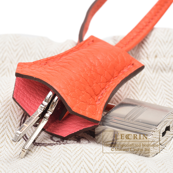 Hermes Birkin Verso bag 30 Rouge casaque/ Rose lipstick Clemence leather  Silver hardware