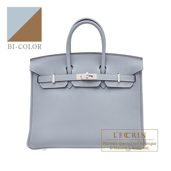 24  Bleu Lin Verso Birkin 25-Hermes