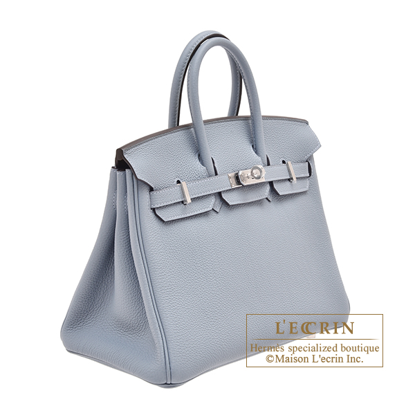 Hermes Birkin Verso bag 25 Blue lin/ Beige de weimar Togo leather Silver  hardware