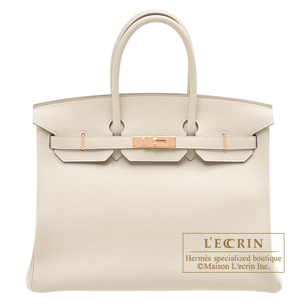 Hermes Birkin bag 35 Craie Togo leather Rose gold hardware