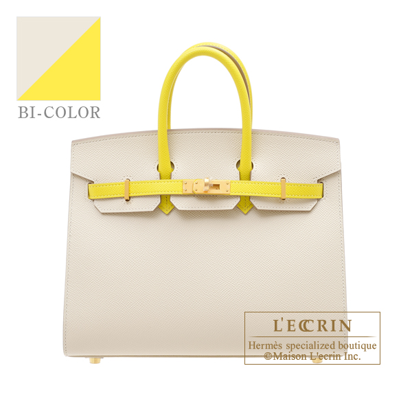 Hermes Personal Birkin Sellier bag 25 Craie/Lime Epsom leather Matt gold  hardware