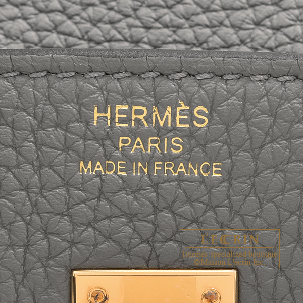 Hermes Gris Meyer Gray Epsom Gold Hardware Sellier Birkin 25 Handbag