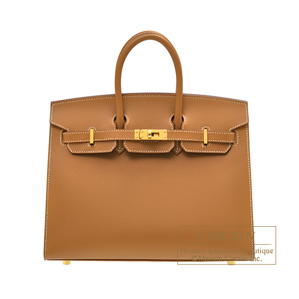 Hermes Birkin Sellier bag 25 Chai Madame leather Gold hardware