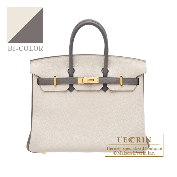 Hermes Birkin bag 25 Craie Togo leather Gold hardware